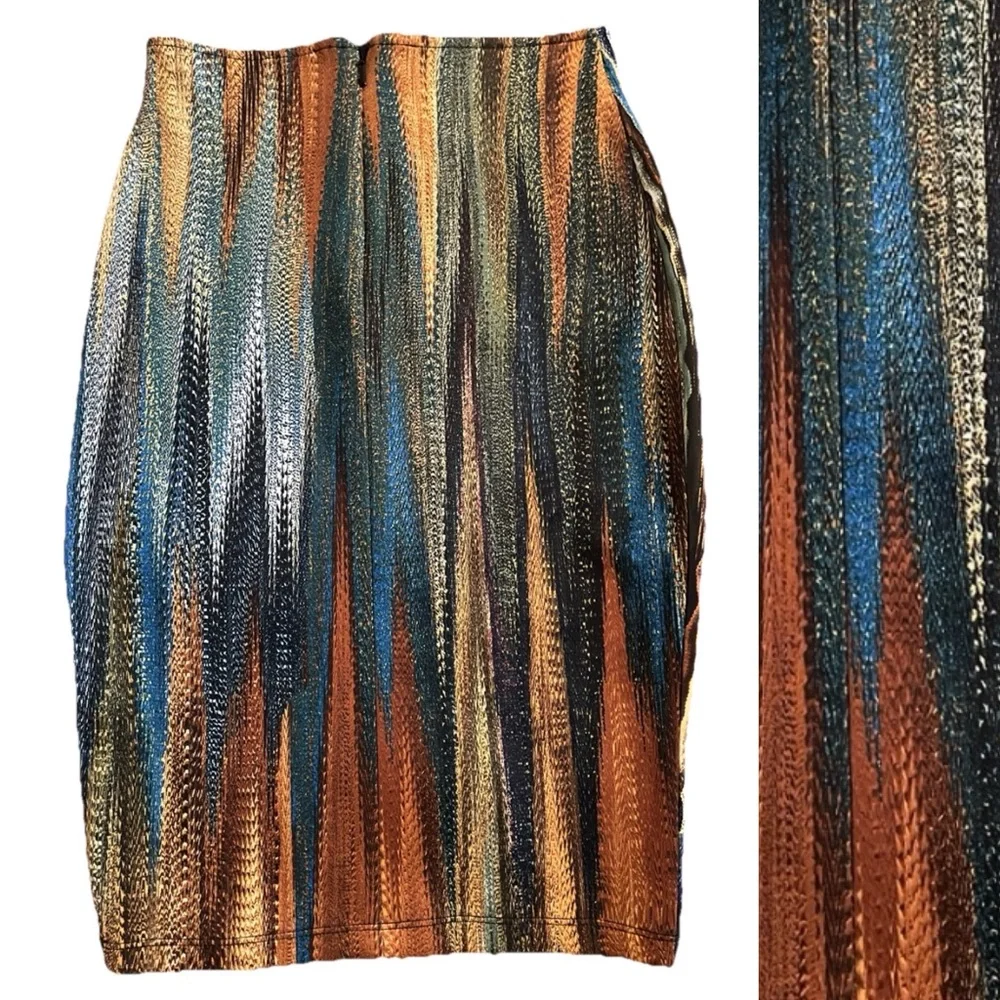 H&M X BEYONCE Rare 2013 NWOT Watercolor Scuba Bodycon PENCIL SKIRT Size XS